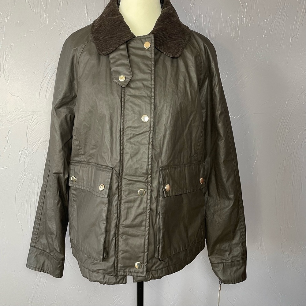 Kensie Waxed Short Barn Jacket In Dark Brown NWT size M Retail $275 - Picture 4 of 13